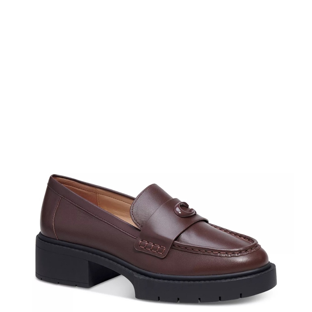 Coach Leah brown leather loafer